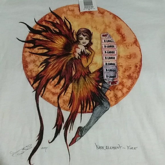 Amy Brown 2007 Mighty Fine Dark Element Fire Fairy T-Shirt XL - Picture 2 of 8